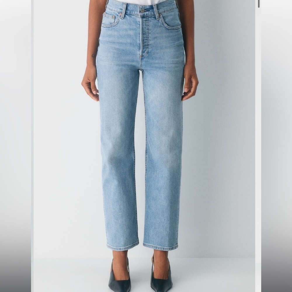 Denim Forum The Arlo High Rise Straight Jeans Light Wash Size 24